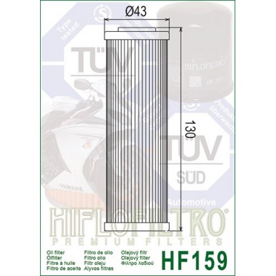 HIFLO FILTRO OLIO HF159 per DUCATI PANIGALE 899 / 959 / 1199 / 1299 / V4