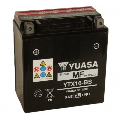 YUASA BATTERIA YTX16-BS 12 Volt 14,7 Ampere - Senza manutenzione - AGM