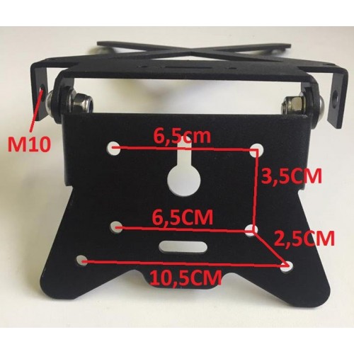 PORTA TARGA in alluminio nero - regolabile - universale moto scooter