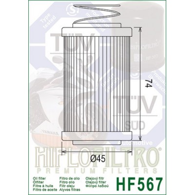 HIFLO FILTRO OLIO HF567