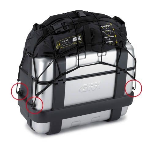 Kit GIVI E125 di 4 Anelli per Ancoraggio Rete su Valigie Trekker