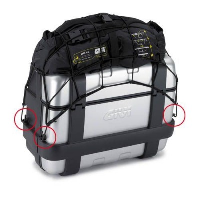 Kit GIVI E125 di 4 Anelli per Ancoraggio Rete su Valigie Trekker
