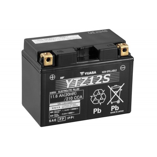 YUASA BATTERIA YTZ12S 12 Volt 11 Ampere Pre-attivata senza manutenzione AGM