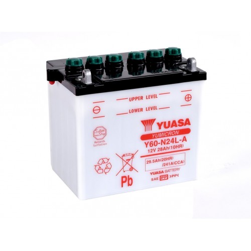 YUASA BATTERIA Y60-N24L-A 12 Volt 28 Ampere - senza acido