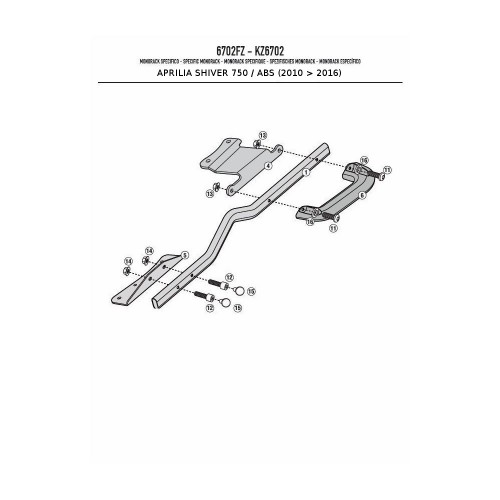 GIVI attacco posteriore per bauletto MONOLOCK - MONOKEY per APRILIA SHIVER 750 / 900 ABS 2010 / 2020