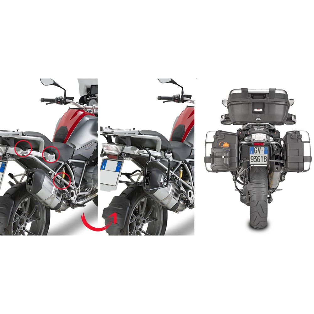 Portavaligie laterale a rimozione rapida per valigie GIVI MONOKEY per BMW R 1200 GS / ADV 2013/18 - R 1250 GS / ADV 2019/23