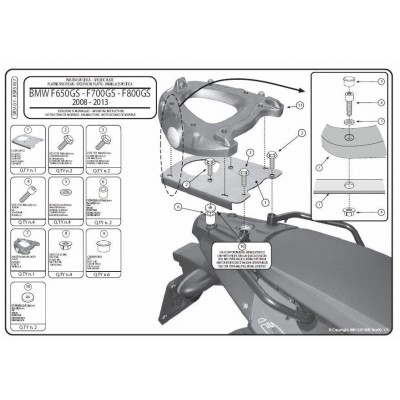 Attacco Posteriore GIVI SR5107 con Piastra Monokey per BMW F 800 GS