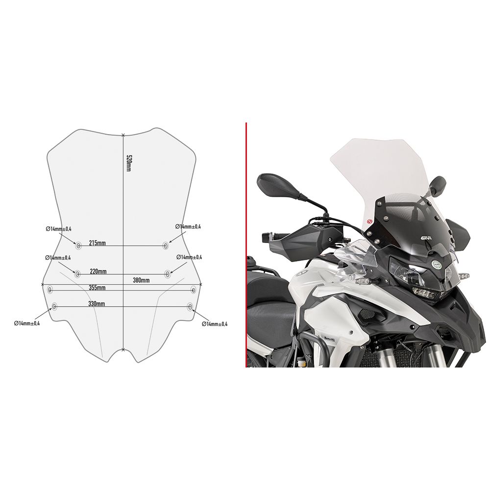 Parabrezza GIVI D8703ST Trasparente per Benelli TRK 502 e X