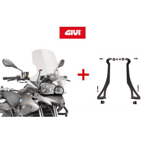 GIVI PARABREZZA CUPOLINO TRASPARENTE + KIT ATTACCHI D5107KIT PER BMW F 700 GS 2013 / 2017