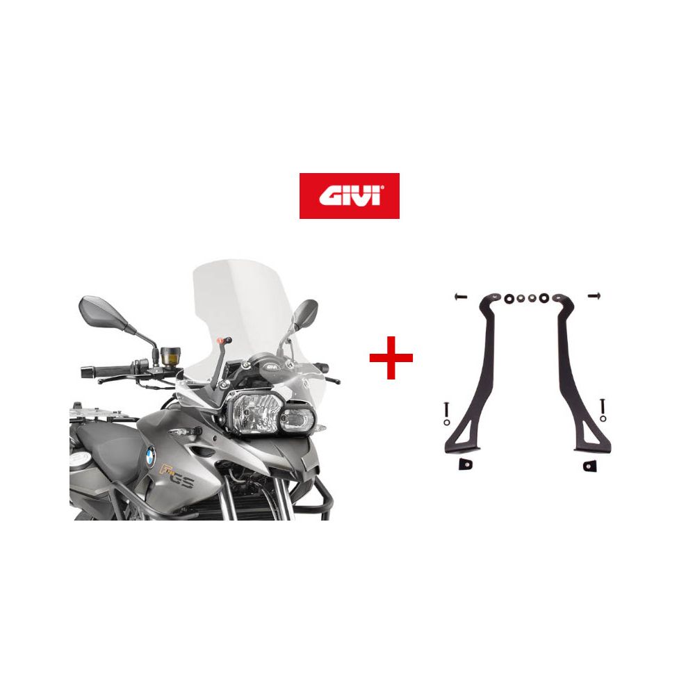 GIVI PARABREZZA CUPOLINO TRASPARENTE + KIT ATTACCHI D5107KIT PER BMW F 700 GS 2013 / 2017