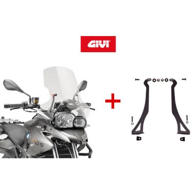 GIVI PARABREZZA CUPOLINO TRASPARENTE + KIT ATTACCHI D5107KIT PER BMW F 700 GS 2013 / 2017