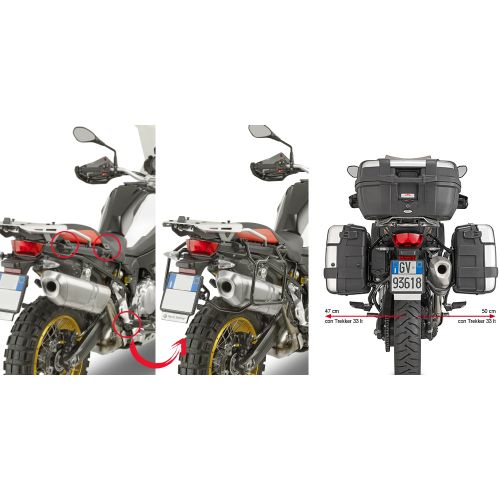 GIVI Portavaligie laterale a rimozione rapida per valigie MONOKEY per BMW F 750 GS - F 850 GS / Adv - F 800 GS - F 900 GS Adv