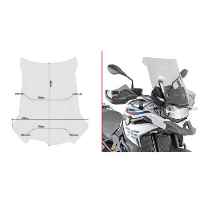 GIVI Cupolino fumé 44 x 47 cm con attacchi per BMW F 750 GS 2018 / 2023 - F 800 GS 2024 / 2026