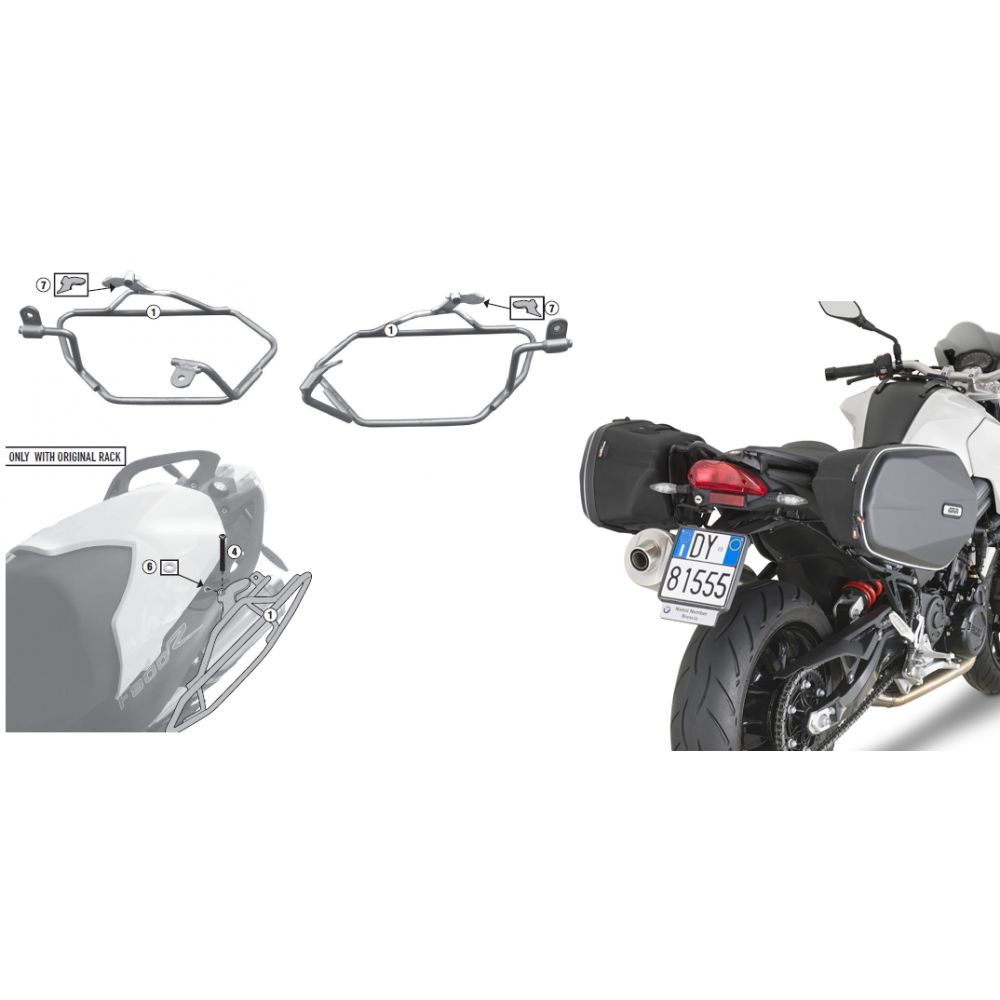 GIVI Telaietti per borse laterali Easylock - borse soffici per BMW F 800 R 2009 / 2019 - F 800 GT 2013 / 2019