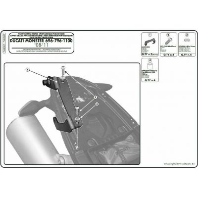 Kit GIVI 7400KIT per Montaggio Telai Laterali senza Monorack Monster 696, 796 e 1100 2008-2014