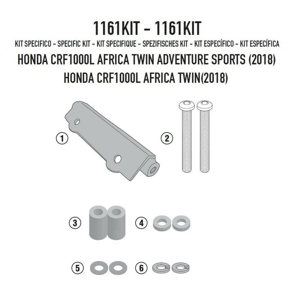 Kit GIVI 1161KIT per Montaggio Telai Laterali senza Supporto Bauletto