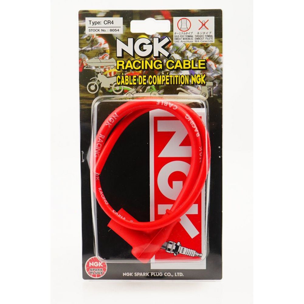 Filo elettrico racing NGK CR4 con cappuccio per candela in silicone rosso