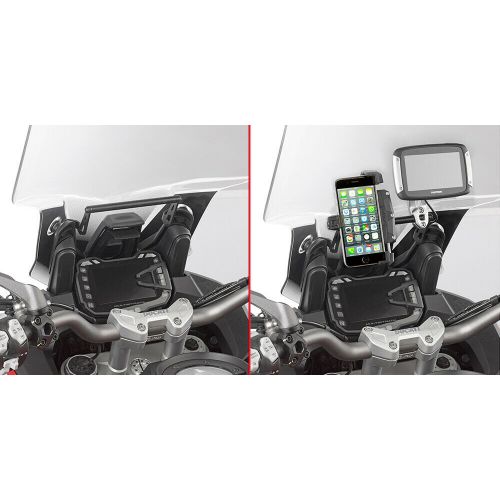 Traversino GIVI porta GPS - smartphone da montare dietro cupolino per DUCATI MULTISTRADA 950 / 1200 / 1260