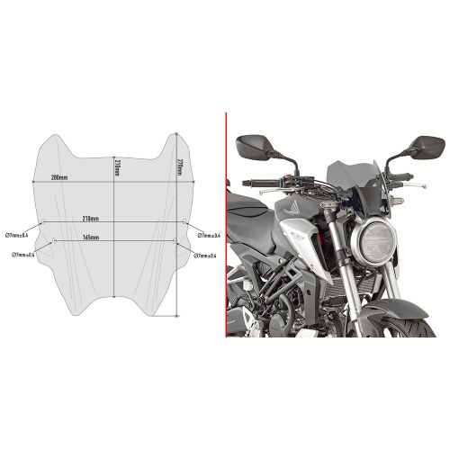 Cupolino GIVI A1164 Fumé con Attacchi per Honda CB 125R e 300R 2018 - 2026
