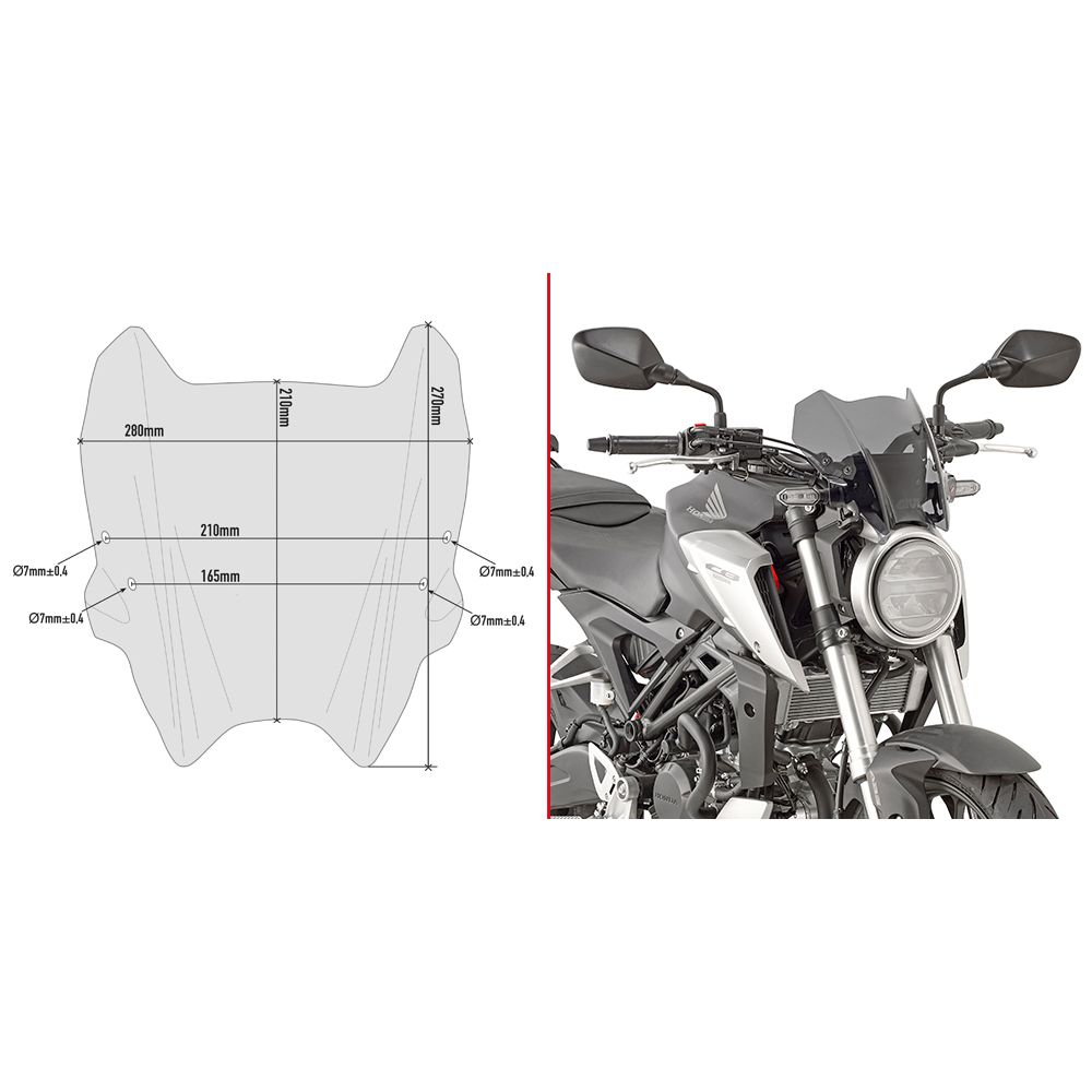 Cupolino GIVI A1164 Fumé con Attacchi per Honda CB 125R e 300R 2018 - 2026