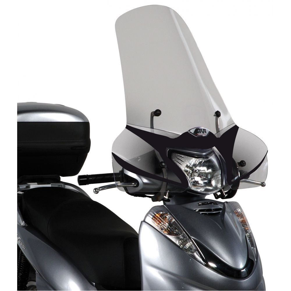 GIVI Parabrezza trasparente 58,5 x 68 cm con serigrafia e attacchi per HONDA SH 300i 2007 / 2010