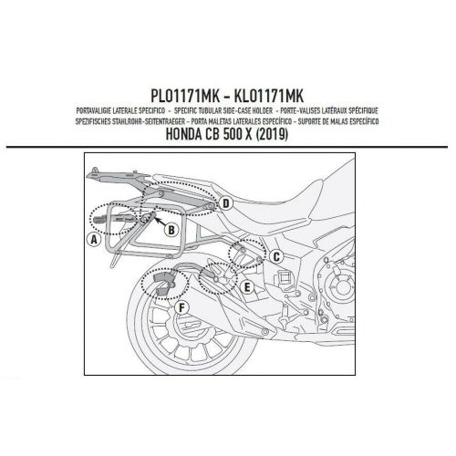 GIVI Portavaligie laterale PL ONE-FIT per valigie MONOKEY per HONDA CB 500 X 2019 / 2023 - NX 500 2024 / 2025