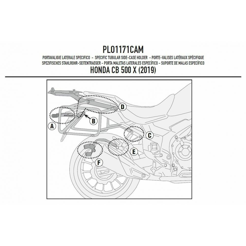 GIVI Portavaligie laterale PL ONE-FIT per valigie MONOKEY CAM-SIDE Trekker per HONDA CB 500 X 2019 / 2023 - NX 500 2024 / 2025