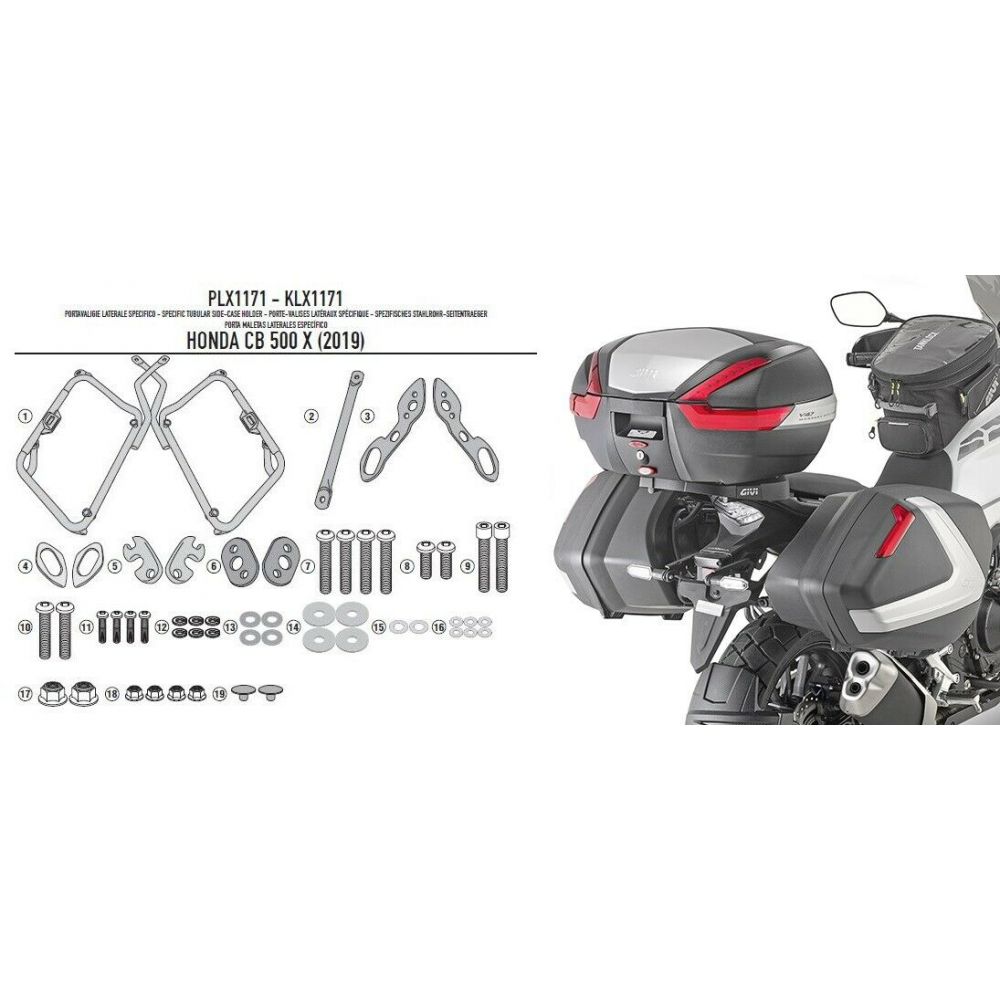 GIVI Portavaligie laterale per valigie V35 - V37 MONOKEY SIDE per HONDA CB 500 X 2019 / 2023 - NX 500 2024 / 2025