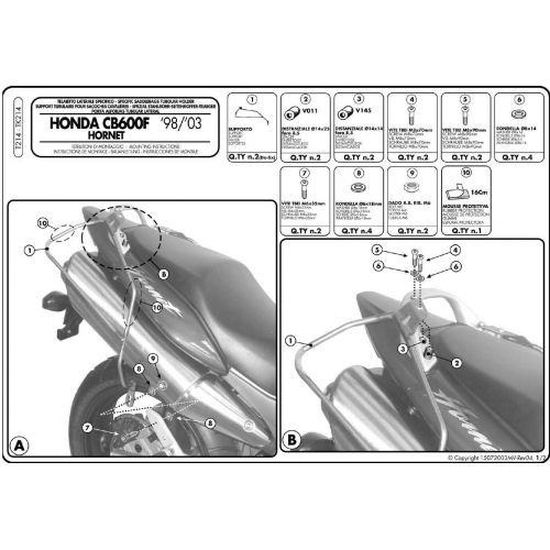 Telaietti GIVI T214 Distanziatori Borse Morbide per Honda Hornet 600
