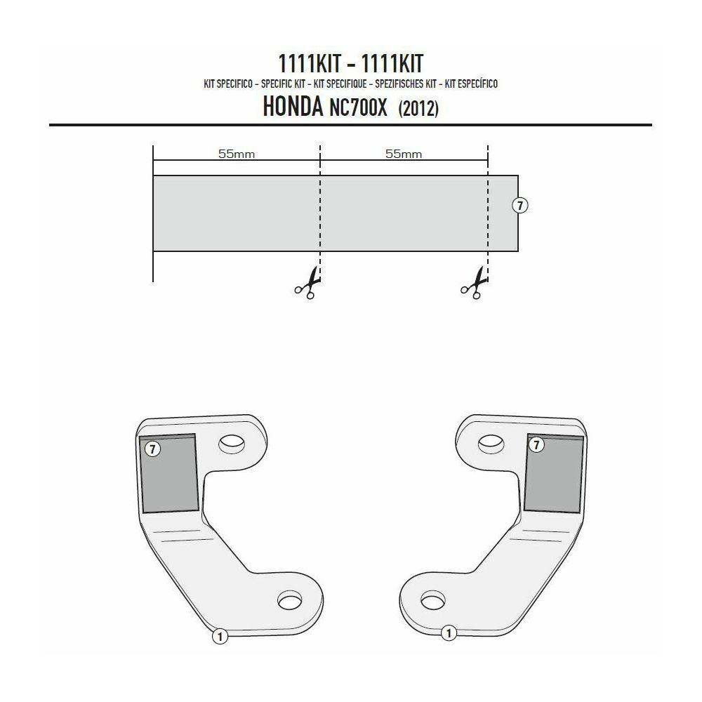 Kit per montare portavaligie laterale senza attacco posteriore GIVI per HONDA NC 700 S - NC 700 X - NC 750 S -  NC 750 X 2012/15