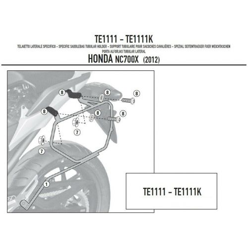 GIVI Telaietti per borse laterali Easylock o borse soffici per HONDA NC 700 S - NC 700 X - NC 750 S - NC 750 X 2012 / 2015