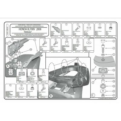 GIVI Attacco posteriore per bauletto MONOKEY per HONDA XL 700 V TRANSALP 2008 / 2013