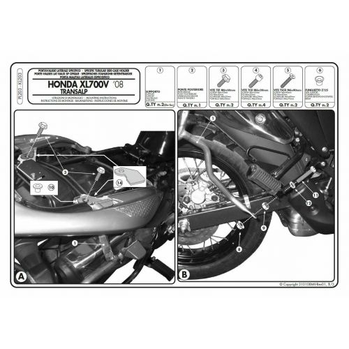 Telai Laterali GIVI PL203 Monokey per Honda Transalp 700 2008 - 2013