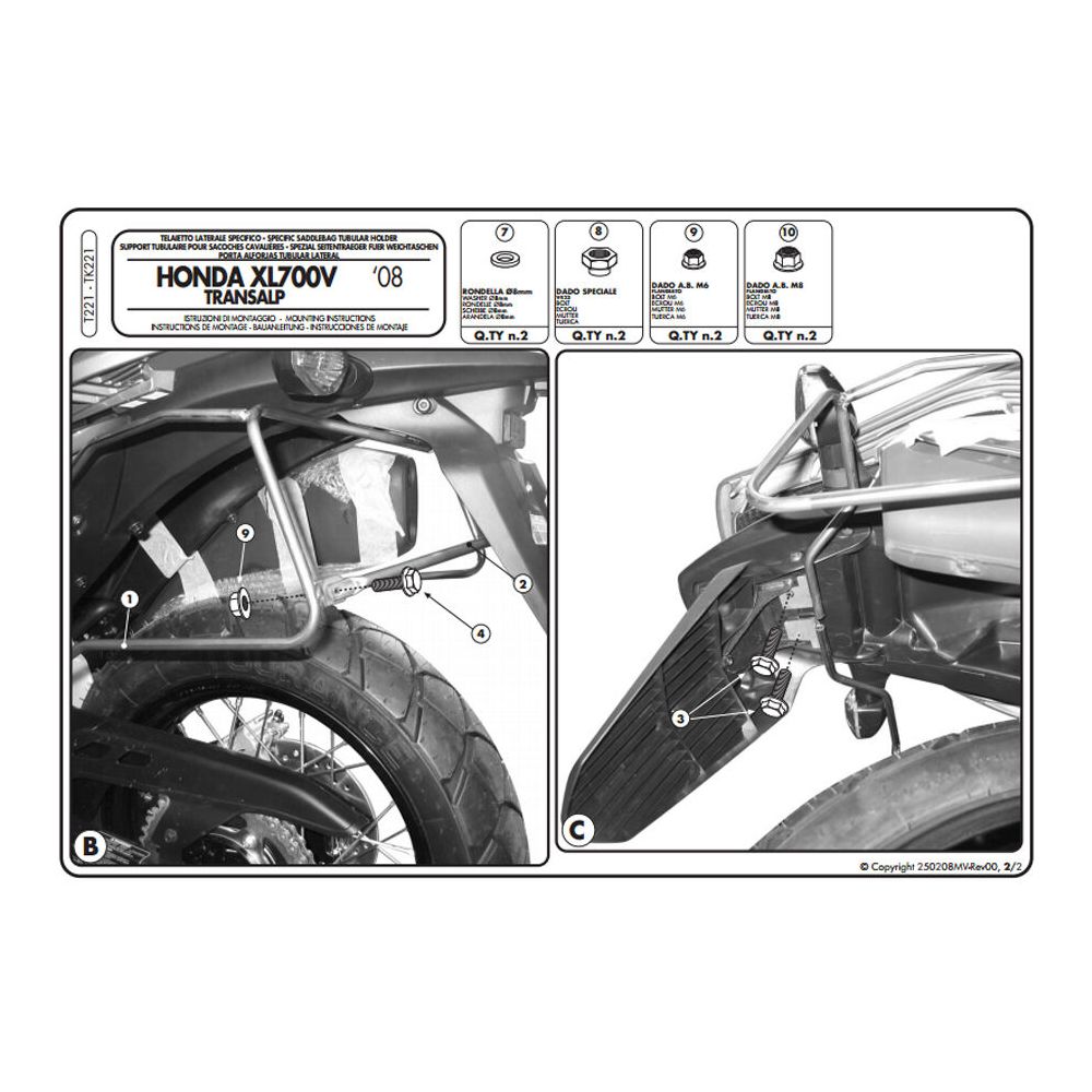 Telaietti GIVI T221 Borse Morbide per Honda Transalp 700 2008 - 2013