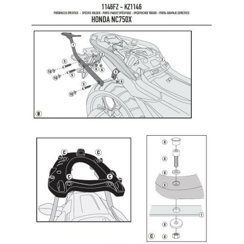 Attacco Posteriore GIVI 1146FZ per Honda NC 750X 750S 2016 - 2020