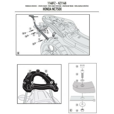 Attacco Posteriore GIVI 1146FZ per Honda NC 750X 750S 2016 - 2020