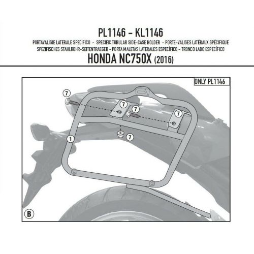 GIVI Portavaligie laterale per valigie MONOKEY - RETRO FIT per HONDA NC 750 S - NC 750 X 2016 / 2020