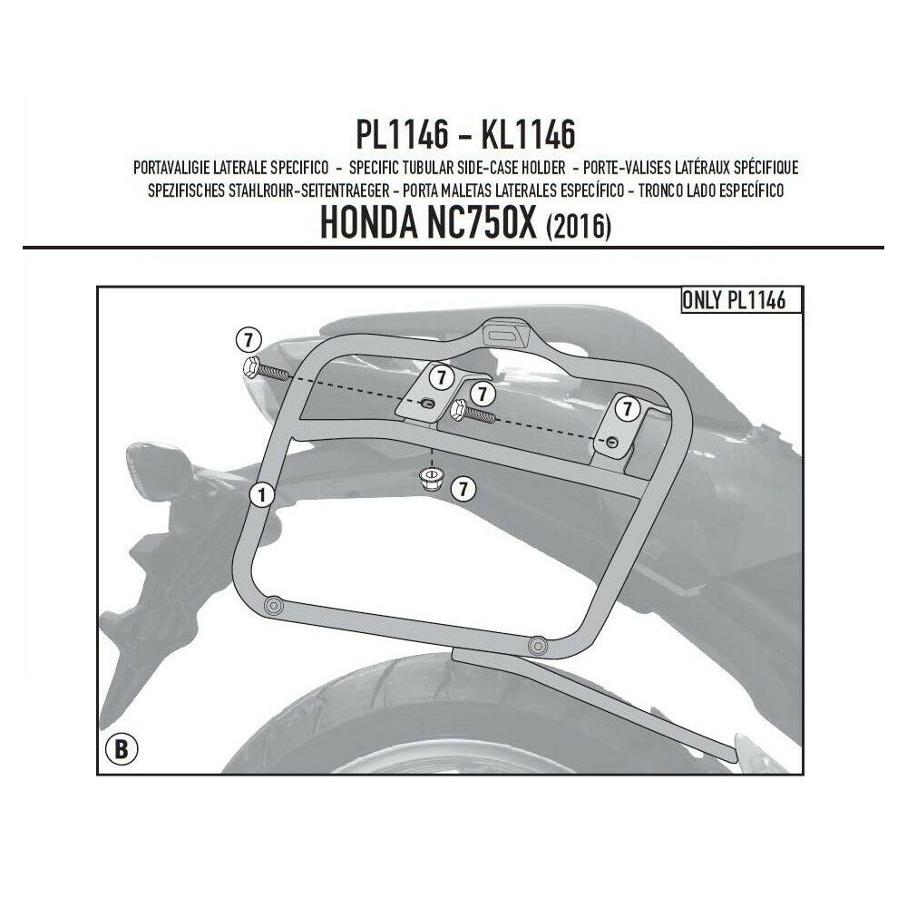 GIVI Portavaligie laterale per valigie MONOKEY - RETRO FIT per HONDA NC 750 S - NC 750 X 2016 / 2020