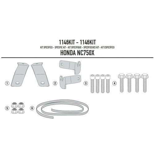Kit per montare portavaligie laterale senza attacco posteriore GIVI per HONDA NC 750 S 2016 / 2020 - NC 750 X 2016 / 2020