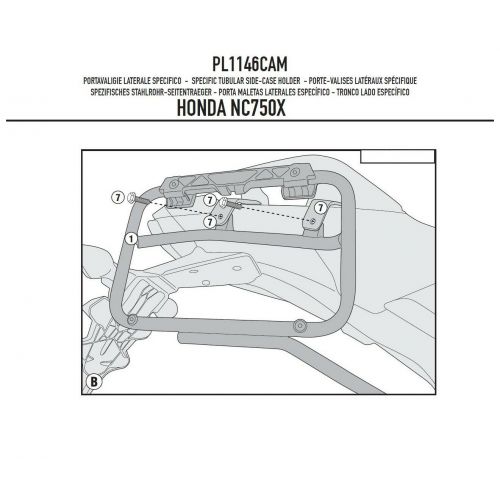 GIVI Portavaligie laterale per valigie MONOKEY CAM-SIDE - Trekker per HONDA NC 750 S - NC 750 X 2016 / 2020