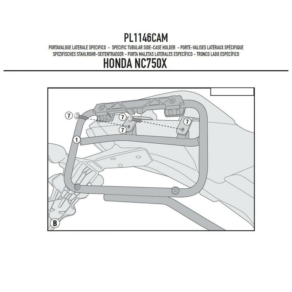 GIVI Portavaligie laterale per valigie MONOKEY CAM-SIDE - Trekker per HONDA NC 750 S - NC 750 X 2016 / 2020