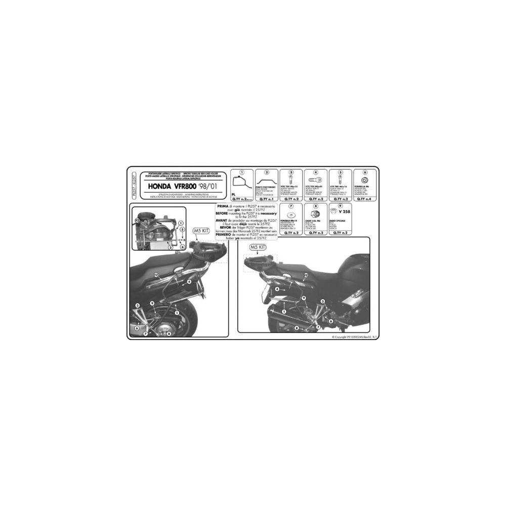 Telai Laterali GIVI PL257 Monokey per Honda VFR 800 1998 - 2001