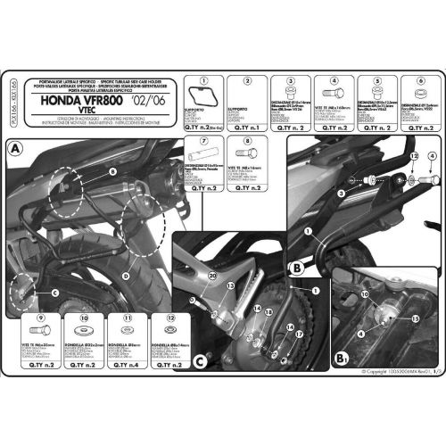 Telai Laterali GIVI PLX166 Monokey Side per Honda VFR 800 VTEC