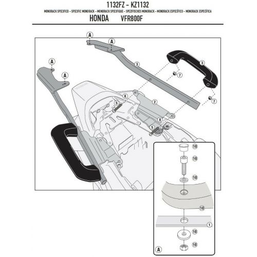 Attacco Posteriore GIVI 1132FZ per Honda VFR 800 F 2014 - 2020