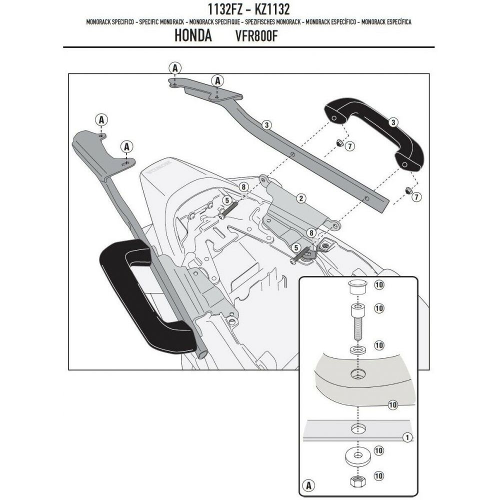 Attacco Posteriore GIVI 1132FZ per Honda VFR 800 F 2014 - 2020
