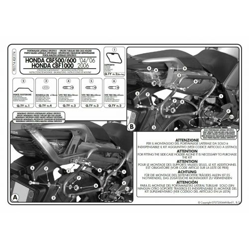 Telai Laterali GIVI PLX174 Monokey Side per Honda CBF 500 600 1000
