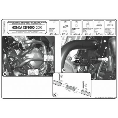 Paramotore GIVI TN452 Tubolare Nero per Moto Honda CBF 1000 ABS