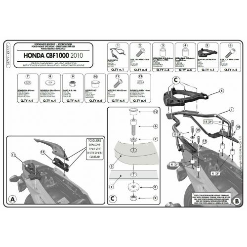 Attacco Bauletto GIVI SR777 con Piastra Monokey per Honda CBF 1000 ST