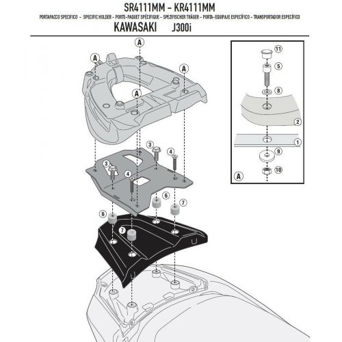 GIVI Attacco posteriore per bauletto MONOLOCK per KAWASAKI J 125 - J 300 2014 / 2021