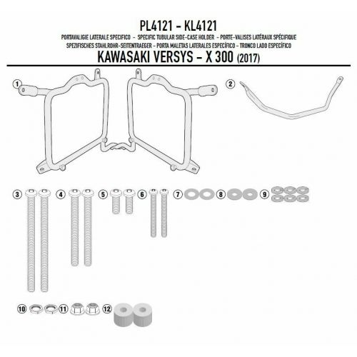GIVI Portavaligie laterale per valigie MONOKEY - RETRO FIT per KAWASAKI VERSYS-X 300 2017 / 2026